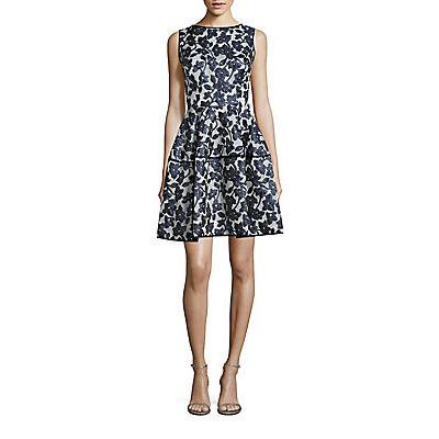 Oscar de la Renta Floral Gazar Faille Coupe Dress