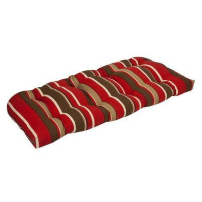Pillow Perfect Outdoor Bench/Loveseat/Swing Cushion - Brown/Red Stripe