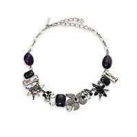 Oscar de la Renta Tropical Bloom Crysal Necklace - Black