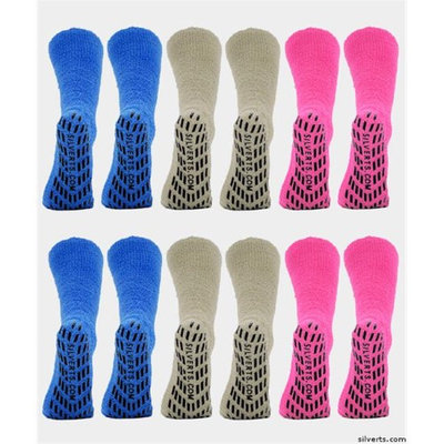 Silvert's Silverts 191510101 Hospital Large Anti Slip Grip - Non Skid Slipper Socks for Mens & Womens Extra Large - Pack of 6