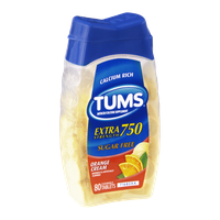 Tums Extra Strength 750 Sugar Free Orange Cream Antacid/Calcium Supplement Chewable Tablets - 80 CT