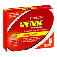 CareOne Sore Throat Oral Pain Reliever Lozenges Cherry - 18 CT