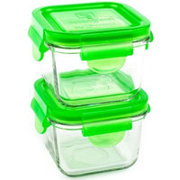 Wean Green Snack Cubes 7oz/210ml Baby Food Glass Containers - Pea (Set of 2)