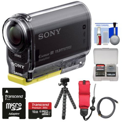 Sony Action Cam HDR-AS20 Wi-Fi 1080p HD Video Camera Camcorder with 16GB Card + Floating Strap + Flex Tripod + Kit