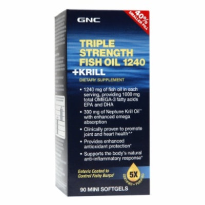Gnc GNC Triple Strength Fish Oil 1240 +Krill - 40% Smaller Pill