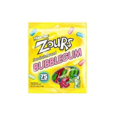 Carousel Mike & Ike Zours Fruit Flavored Sour Bubble Gum 4.25 Oz Bag (Pack of 4)