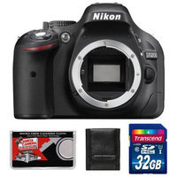 Nikon D5200 Digital SLR Camera Body (Black) - Factory Refurbished with 32GB Card + Accessory Kit