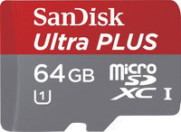 Sandisk - Ultra Plus 64GB Microsdxc Class 10 Uhs-1 Memory Card - Red/gray