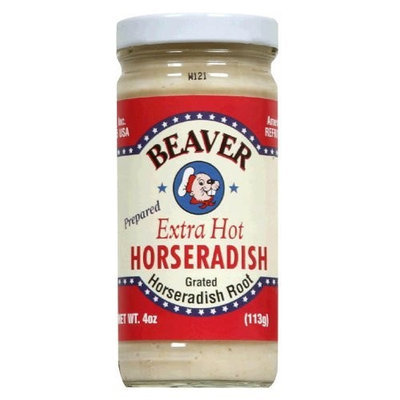 Beaver Brand Extra Hot Horseradish 4 oz glass jar
