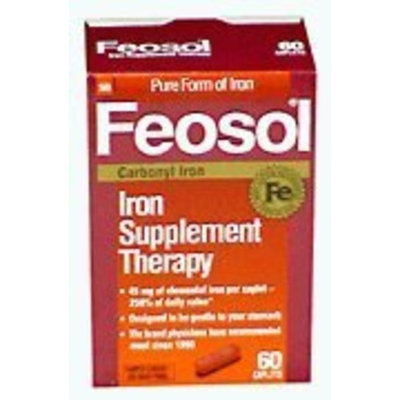 Ecotrin Feosol Iron Supplement Therapy, Carbonyl Iron, 45mg, 75-Count