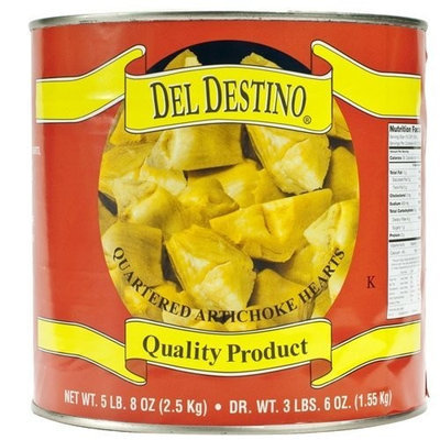 Del Destino Artichoke Heats - Quartered, 90-100 Count - 1 can - 3.4 lbs