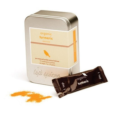 Tsp Spices Ground Organic Turmeric, 12 One-teaspoon Packets, .7-Ounce Tins (Pack of 3)