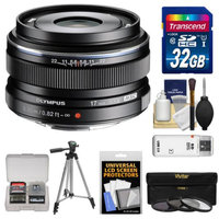 Olympus M.Zuiko 17mm f/1.8 Digital Lens (Black) with 32GB Card + Tripod + 3 UV/ND8/PL Filters + Accessory Kit for OM-D EM-5, Pen E-P5, E-PL2, E-PL3, E-PL5, E-PM1, E-PM2 Micro 4/3 Cameras