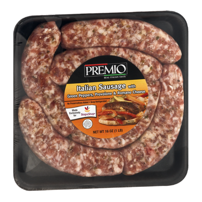 Premio Italian Sausage with Green Peppers, Provolone & Romano Cheese