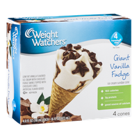 Weight Watchers Ice Cream Sundae Cone Giant Vanilla Fudge - 4 CT