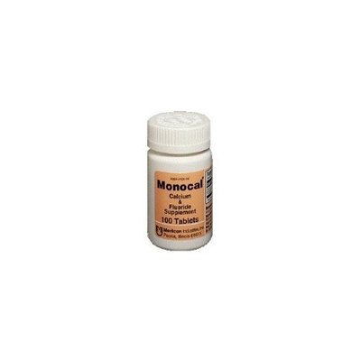 Monocal Tablets Monocal Calcium and Fluoride Mineral Supplements by Mericon Industries - 100 Tablets
