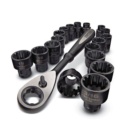 Craftsman 19pc Universal Max Axess Socket and Ratchet Set, 3/8 Drive