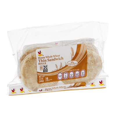 Ahold Honey Whole Wheat Thin Sandwich Rolls Pre-Sliced - 8 CT