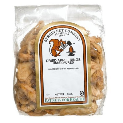 Bergin Nut Company Apple Rings Dried Unsulfered, 6-Ounce Bags (Pack of 4)