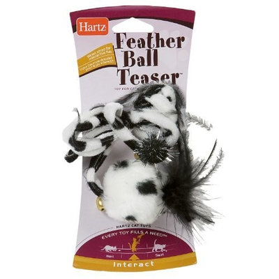 Hartz Feather Ball Teaser Cat Toy (Color May Vary)