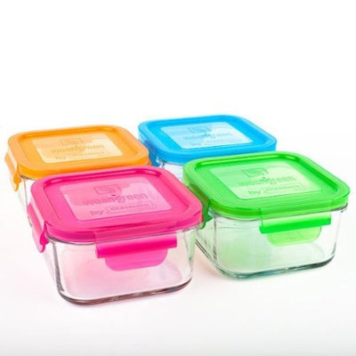 Wean Green Lunch Cubes Glass Food Containers, Blueberry