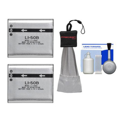 (2) Power2000 LI-50B Rechargeable Batteries with Spudz + Cleaning Kit for Olympus SP-800, SZ-10, SZ-20, SZ-30MR, XZ-1, TOUGH 6020, 8010, TG-610 & TG-810 Digital Camera