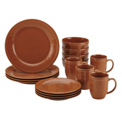 Rachael Ray Cucina 16 Piece Dinnerware Set - Orange