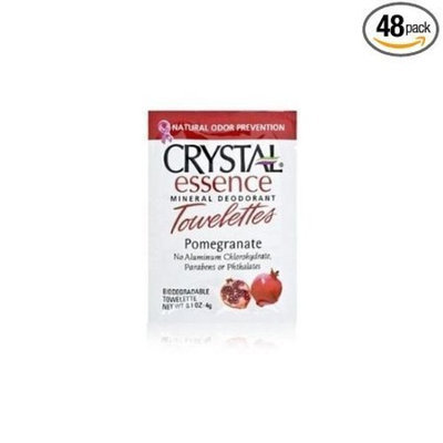 Crystal Essence Mineral Deodorant Towelettes Pomegranate (Pack of 48)