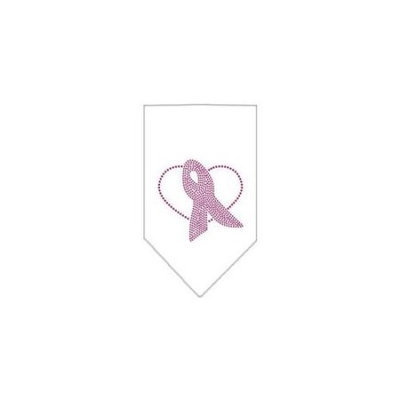 Ahi Pink Ribbon Rhinestone Bandana White Large
