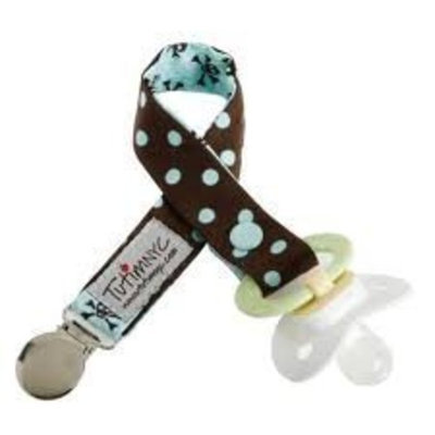 TutimNYC Paci Sitter Pacifier Clip Keeper - Aqua Dots