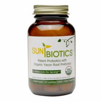 Sunbiotics Potent Probiotics with Organic Yacon Root Prebiotics - 30 Vegetarian Tablets