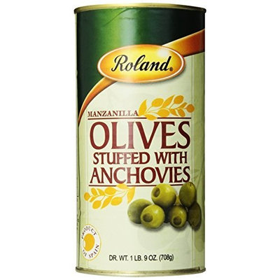 Roland Manzanilla Olives Stuffed with Anchovies, 1-Pound 9-Ounces Dry Weight Cans (Pack of 2)