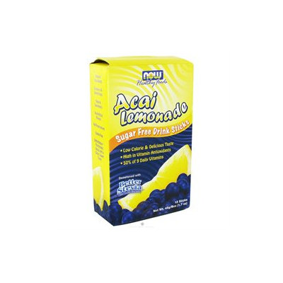 NOW Foods Acai Lemonade Stevia Drink Sticks, 12 ct