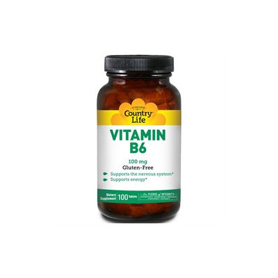 Country Life Vitamins Vitamin B-6 100 mg 100 Tablets, Country Life