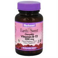 Bluebonnet Nutrition - Earth Sweet Chewable Vitamin B-12 Natural Raspberry Flavor 2000 mcg. - 90 Chewable Tablets