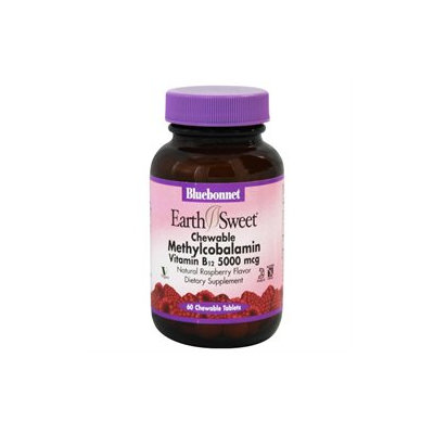 Bluebonnet Nutrition - Earth Sweet Chewable Methylcobalamin Vitamin B-12 Natural Raspberry Flavor 5000 mcg. - 60 Chewable Tablets