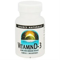Source Naturals Vitamin D-3 - 5000 IU - 100 Softgels