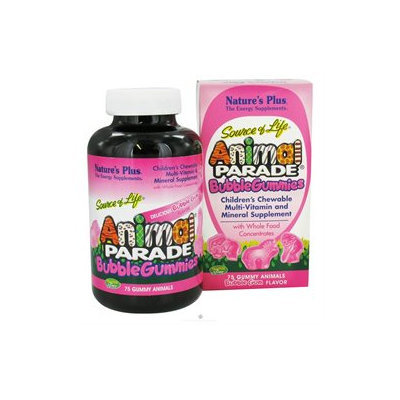 Nature's Plus Animal Parade Gummies Bubble Gum - 75 Gummies - Children's Multivitamins