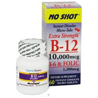 Superior Source - No Shot B12 Cyanocobalamin Instant Dissolve Micro-Tablets 10000 mcg. - 60 Tablets