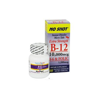 Superior Source - No Shot B12 Cyanocobalamin Instant Dissolve Micro-Tablets 10000 mcg. - 60 Tablets