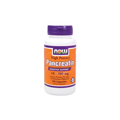 NOW Foods Pancreatin 4X, 500mg, Capsules, 100 ea