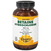 Country Life Betaine Hydrochloride - 600 mg - 250 Tablets