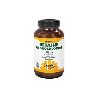 Country Life Betaine Hydrochloride - 600 mg - 250 Tablets