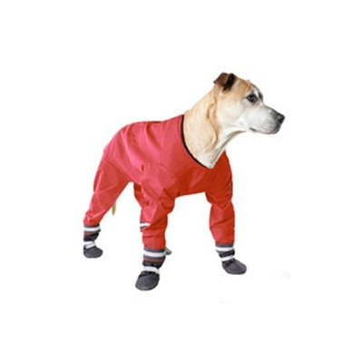 Muttluks 4-Legged Dog Jog Rain Suit, Size 16, Red
