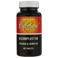 Carlson Laboratories B-Compleet 50, Vitamin B Complex, 100 tablets, Carlson Labs