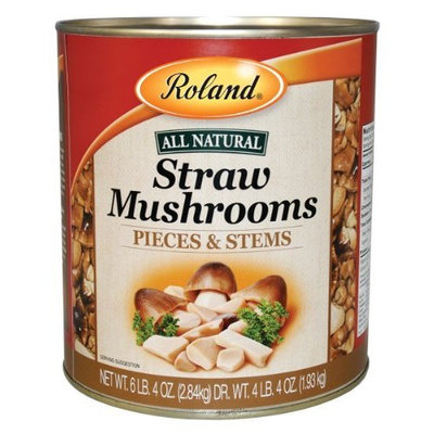 Roland Pieces & Stems Straw Mushrooms, 6.4-Pound Cans (Pack of 2)