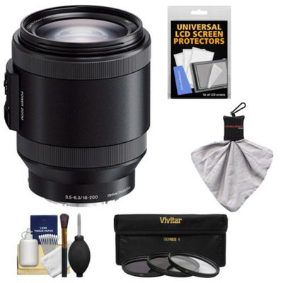 Sony Alpha E-Mount 18-200mm f/3.5-6.3 OSS PZ Lens with 3 Filters + Kit for A7, A7R, A7S, A3000, A5000, A5100, A6000 Cameras
