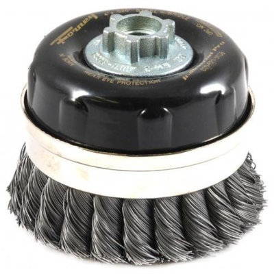 Forney 72869 Wire Cup Brush Industrial Pro Twist Knot with Bridle 5/8-Inch-11 and M14-by-2.0 Multi A