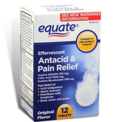 Equate Effervescent Antacid and Pain Relief 12 Tabs Compare to Alka Seltzer