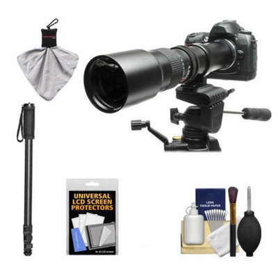 Rokinon 500mm f/8 Telephoto Lens with 2x Teleconverter (=1000mm) + Monopod Kit for Pentax K-30, K-7, K-5, K-01, K-R Digital SLR Cameras